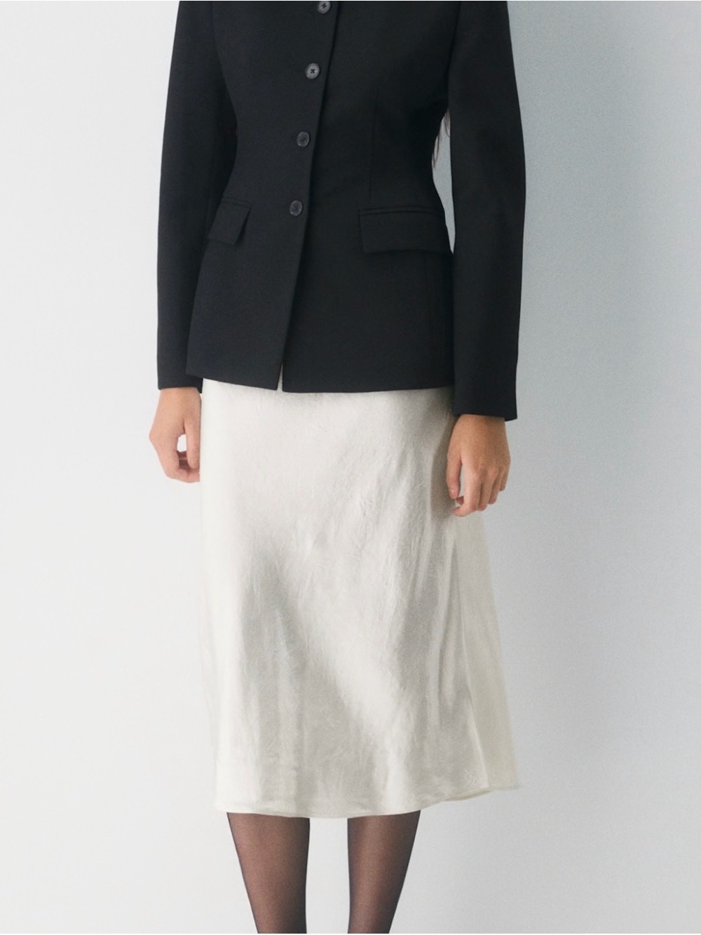Babaton Aritzia Elegant Black Slip Satin Midi Skirt